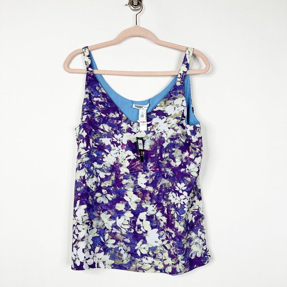 NWT White House Black Market Reversible Dual Neck Cami Floral Very Peri #WHBM30 - Picture 2 of 11